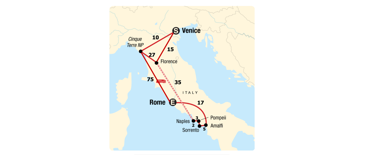 Find the Shortest path from Venice to Rome!