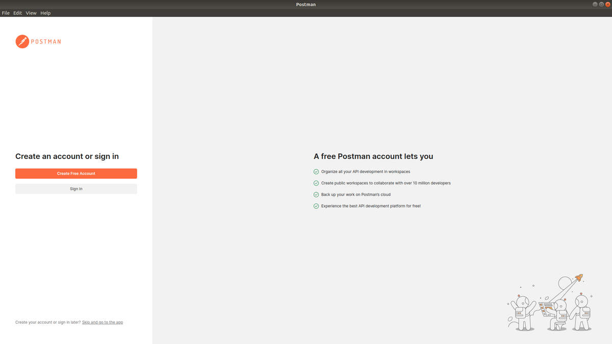 Postman start screen