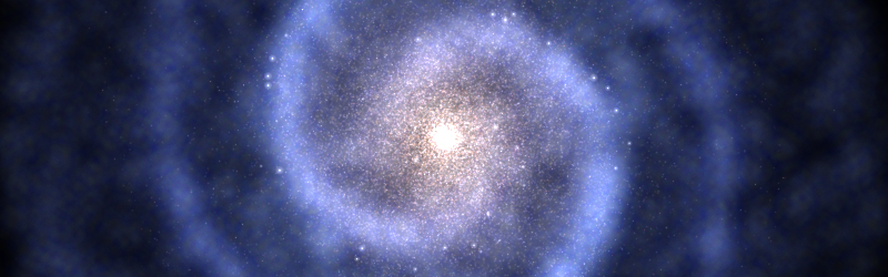 Simulation of a spiral galaxy using the density wave theory.