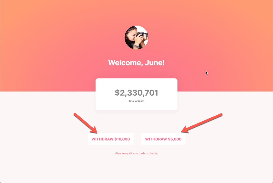 The withdrawal buttons