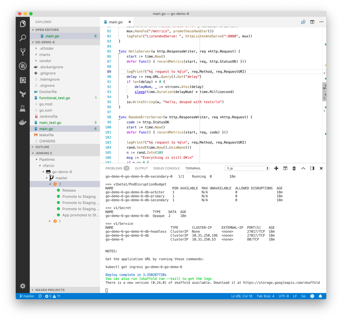 Visual Studio Code With Jenkins X extension