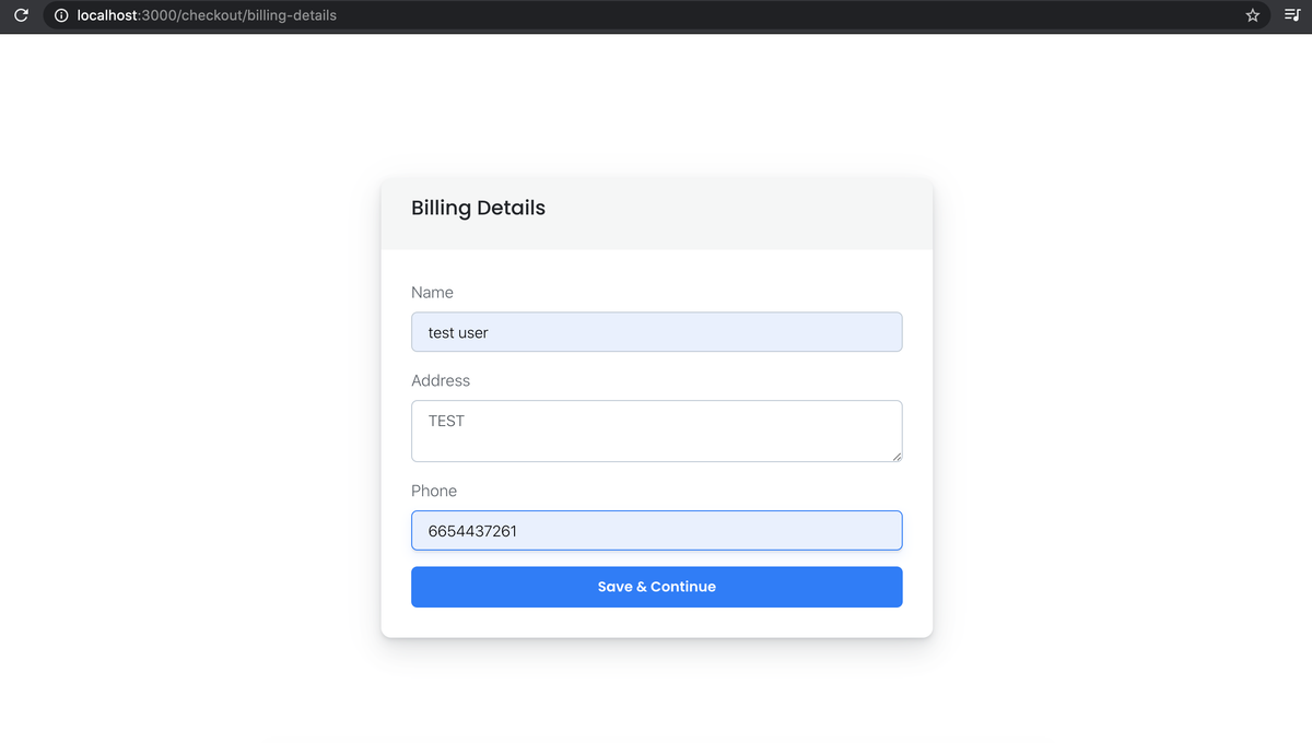 Billing Details page
