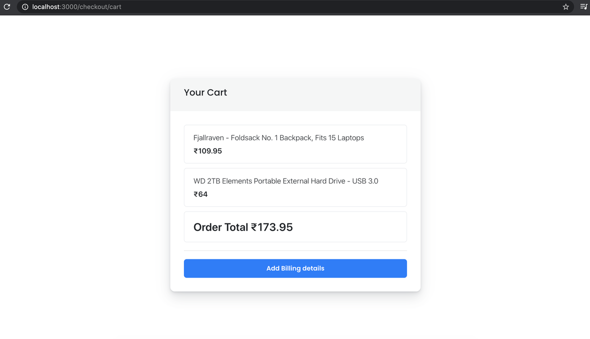 Cart page