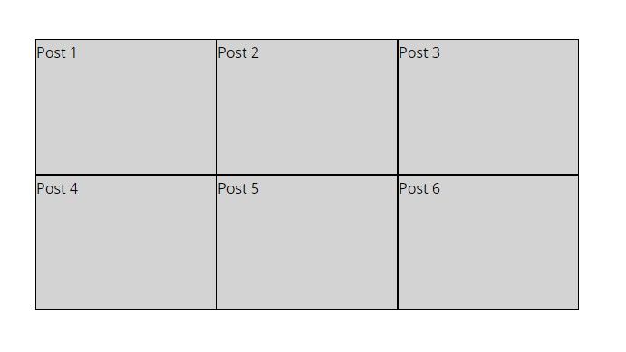 A container with six blog posts.