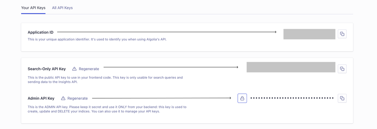Algolia Api Keys