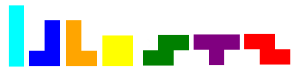 The seven Tetris pieces
