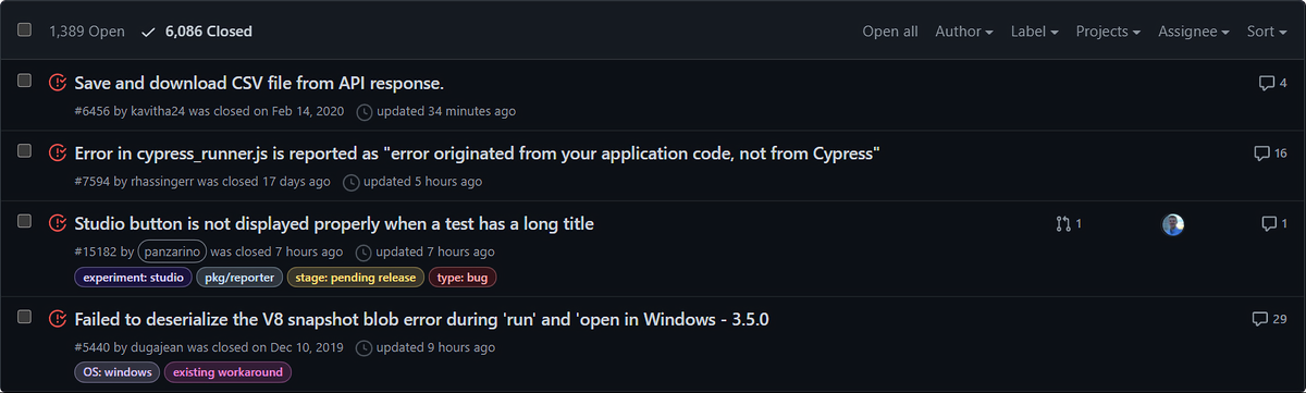 More than 5000 closed issues on GitHub