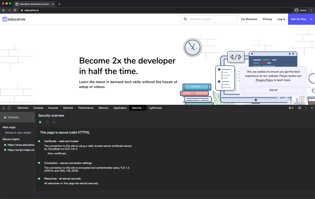 Figure 3-1: Chrome DevTools new Security panel