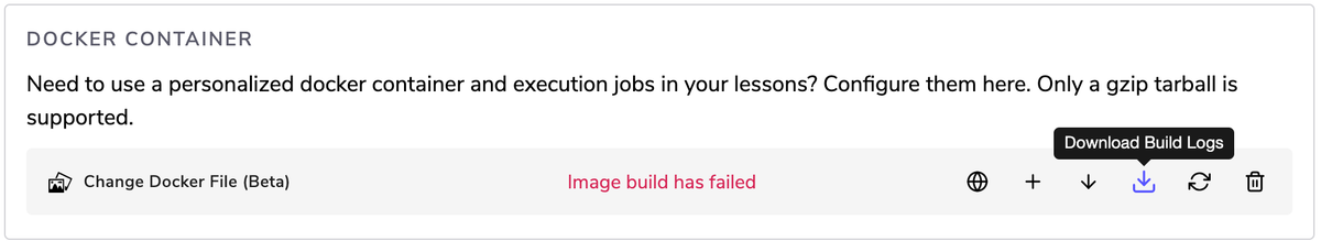 Docker build logs