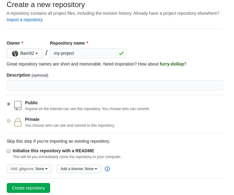 Create a new repo