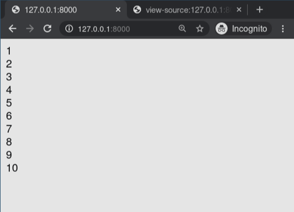 output on the browser