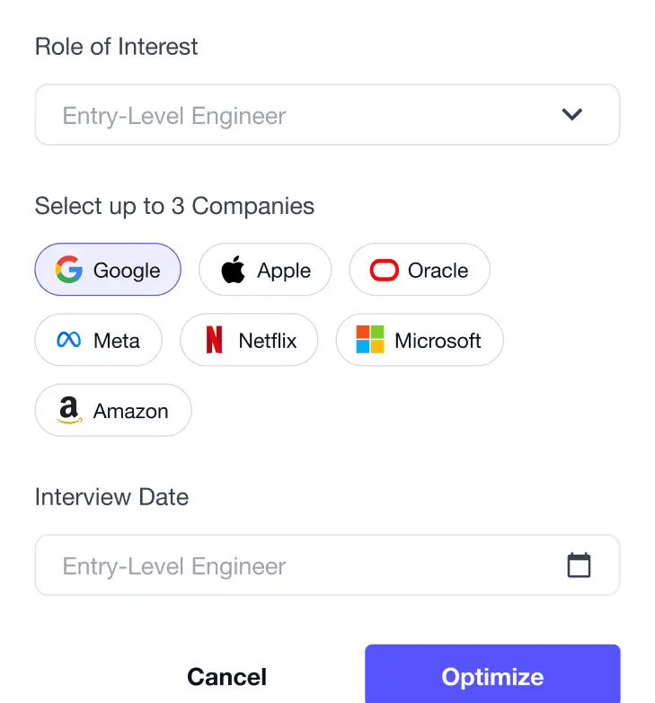 Interview Prep Form Small Screen