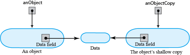 A shallow copy of an object whose data field is another object