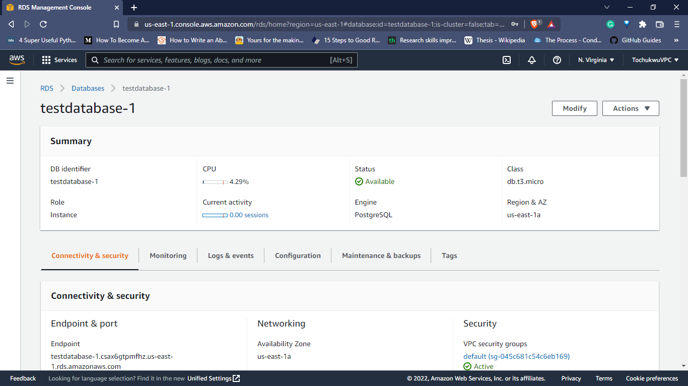 How to create an AWS RDS database instance