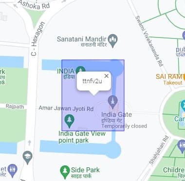 Geohash for India Gate area in New Delhi