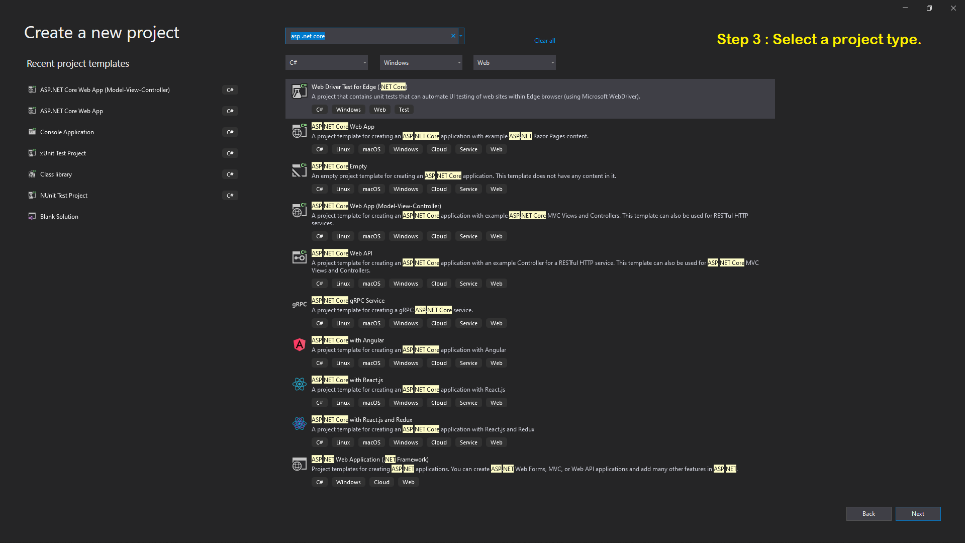 Select your project type