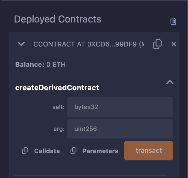 Deployed contract section of Remix IDE