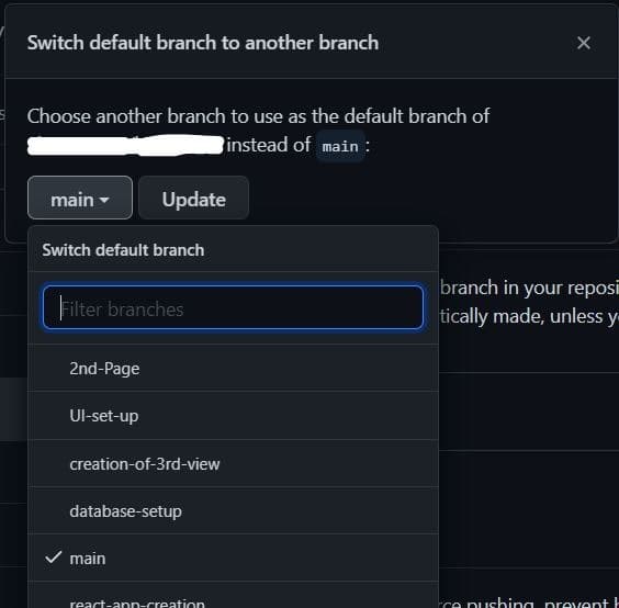 How to set a default branch in GitHub