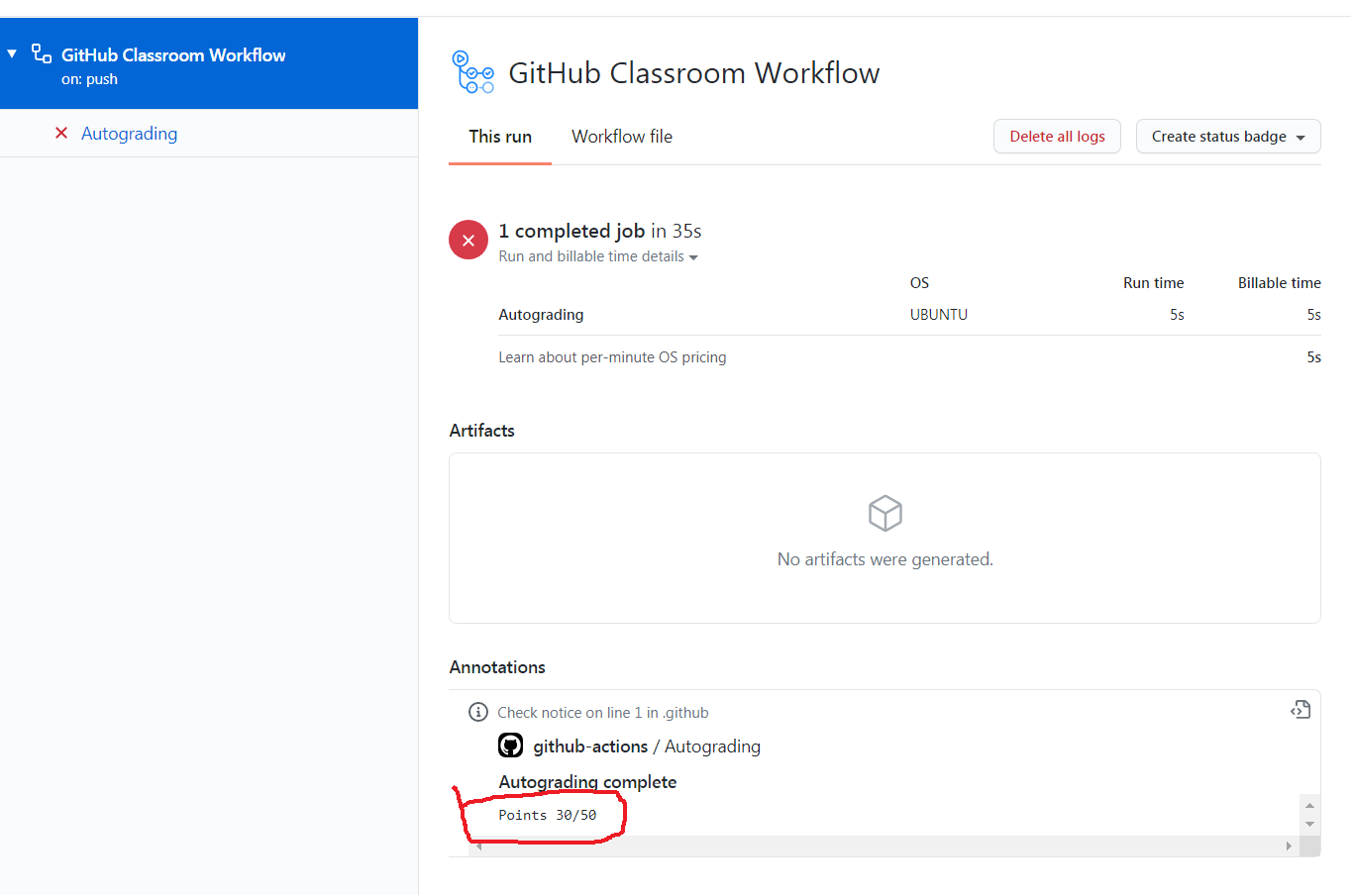 What are GitHub classroom auto-grading test cases?
