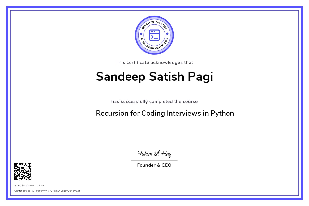 Personalized Path Certificate