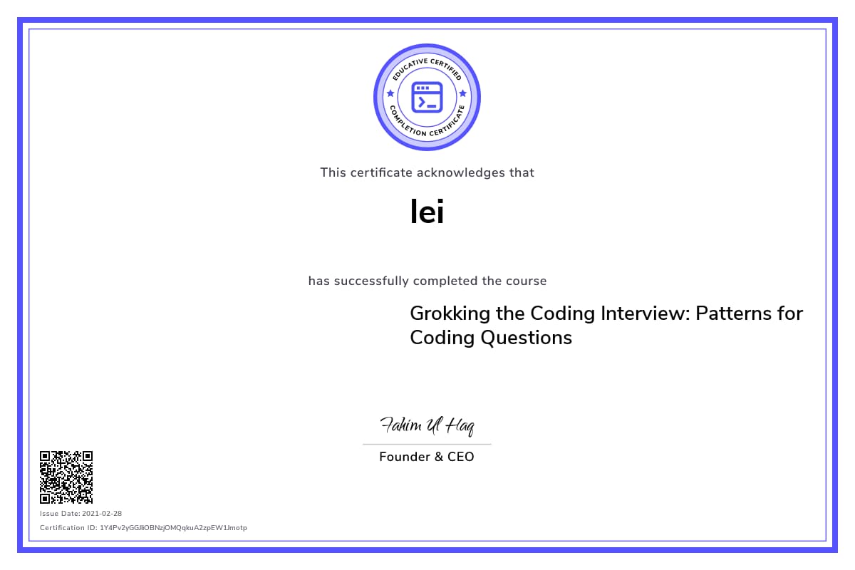 Personalized Path Certificate