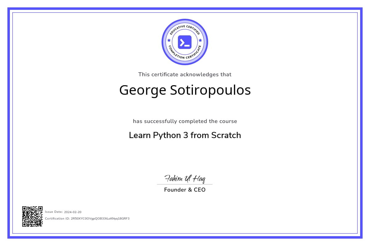 Course Certificate