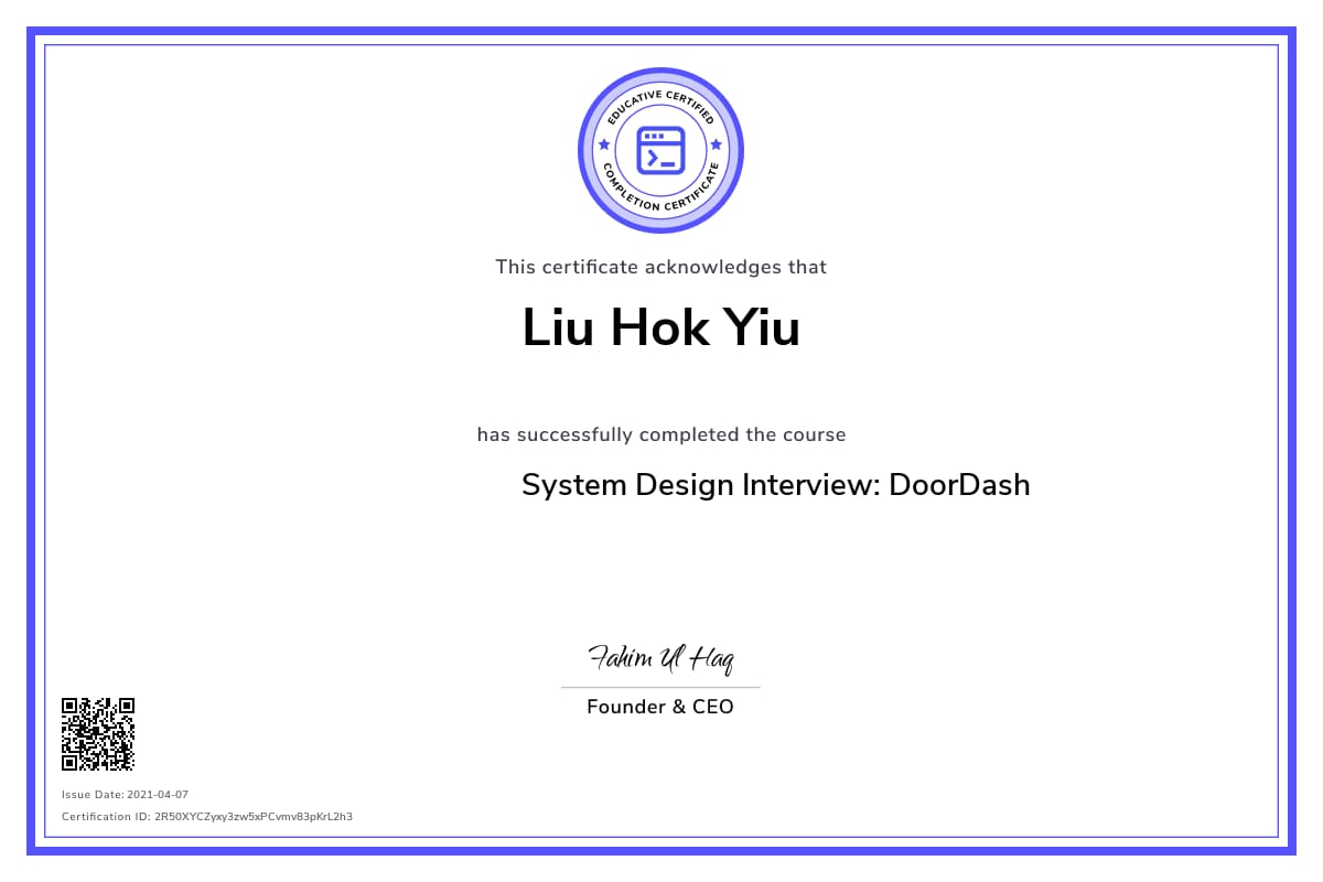 Personalized Path Certificate
