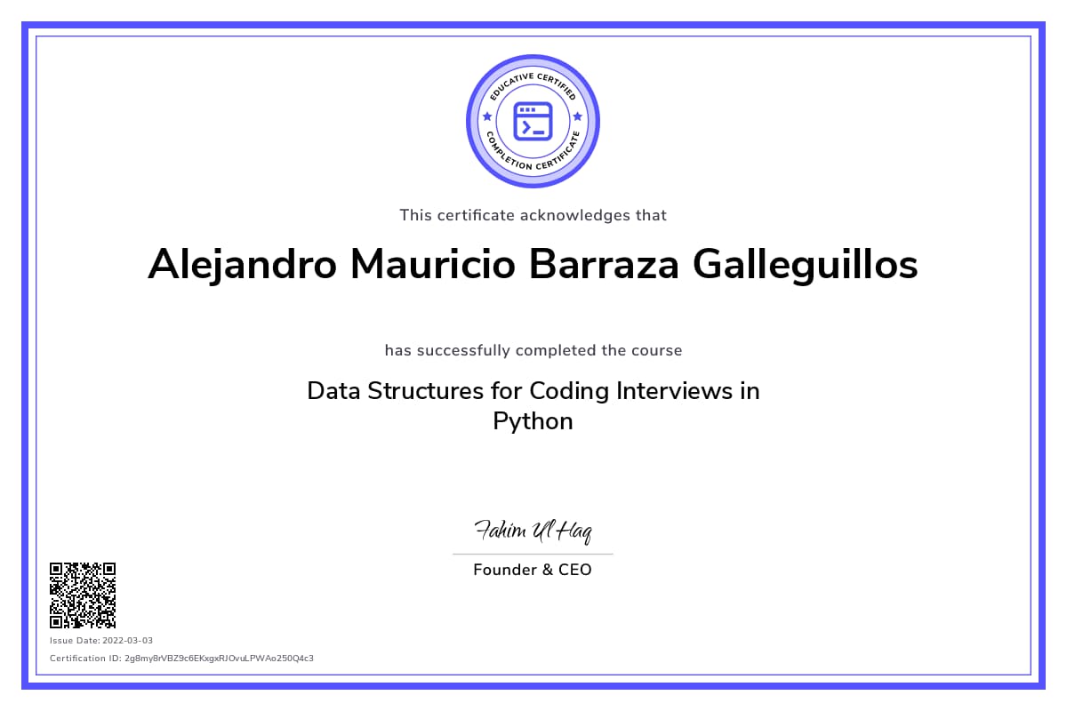 Personalized Path Certificate
