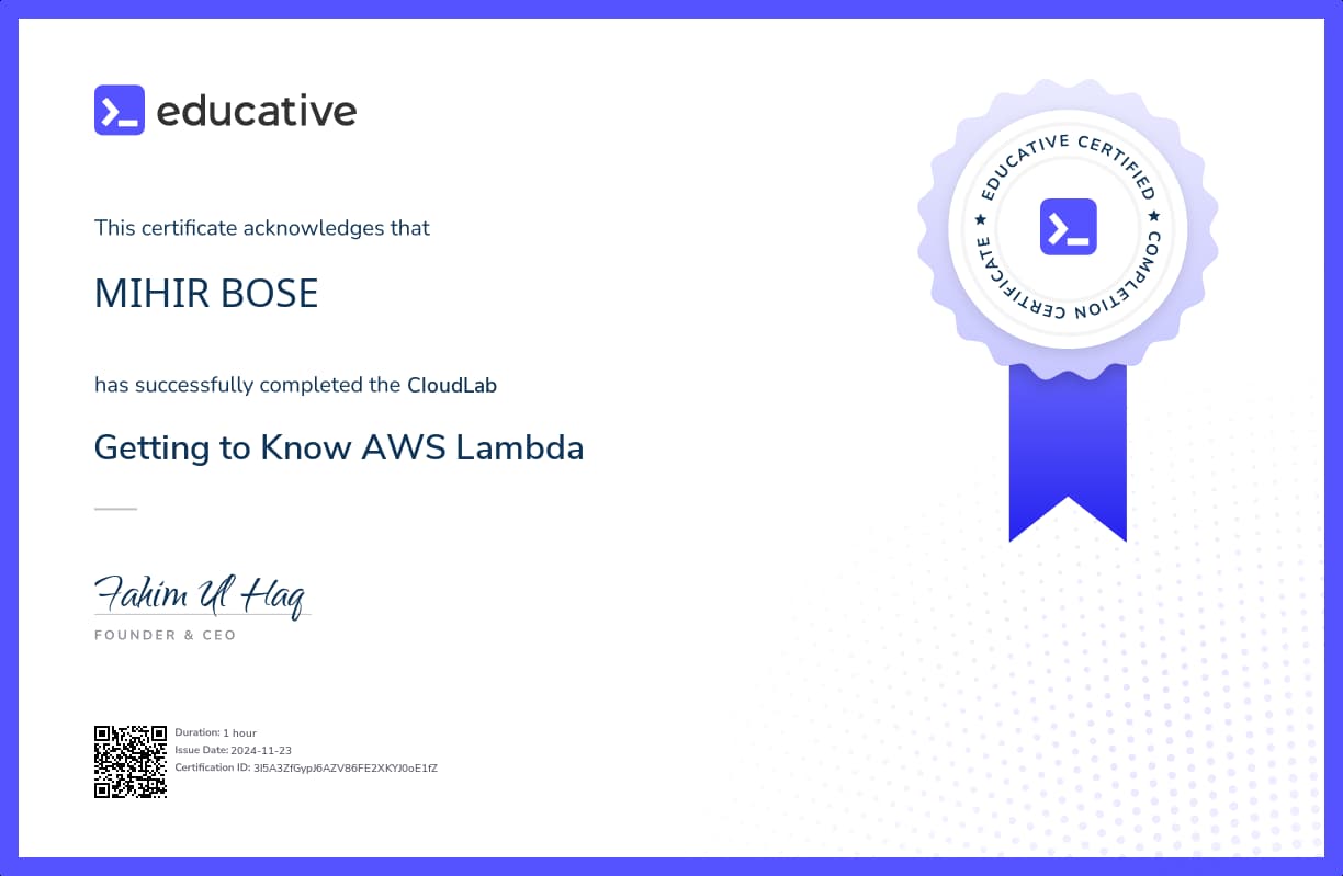 Cloud Lab Certificate