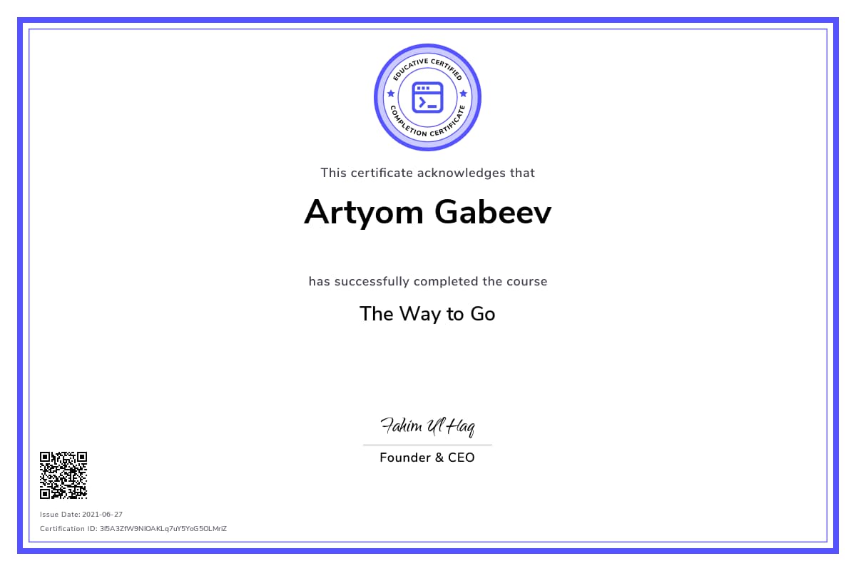 Personalized Path Certificate