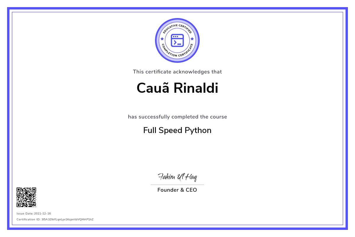 Personalized Path Certificate