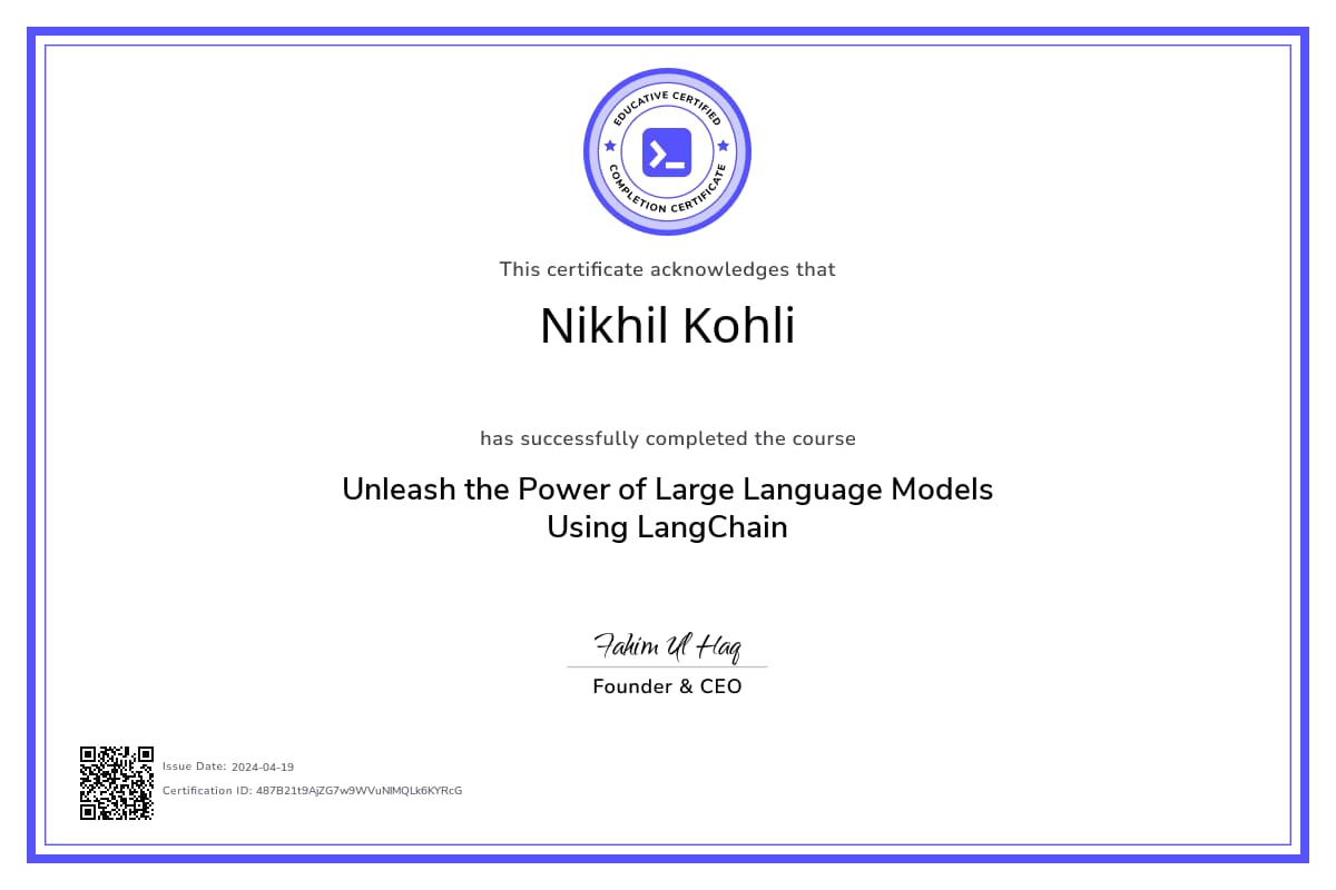Course Certificate