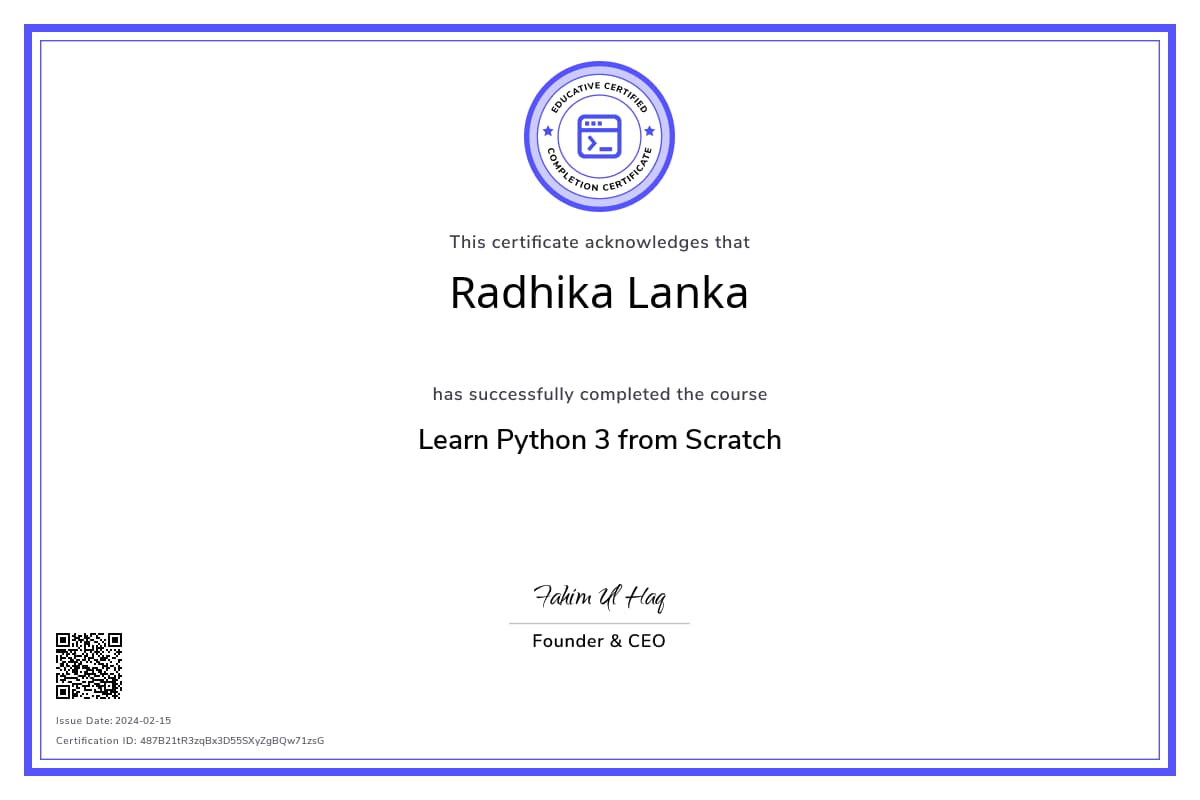 Course Certificate