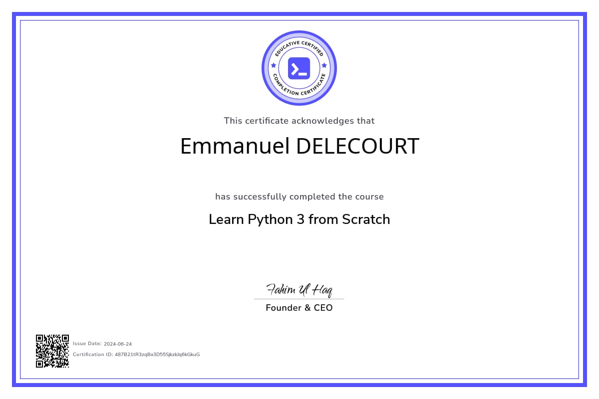 Course Certificate