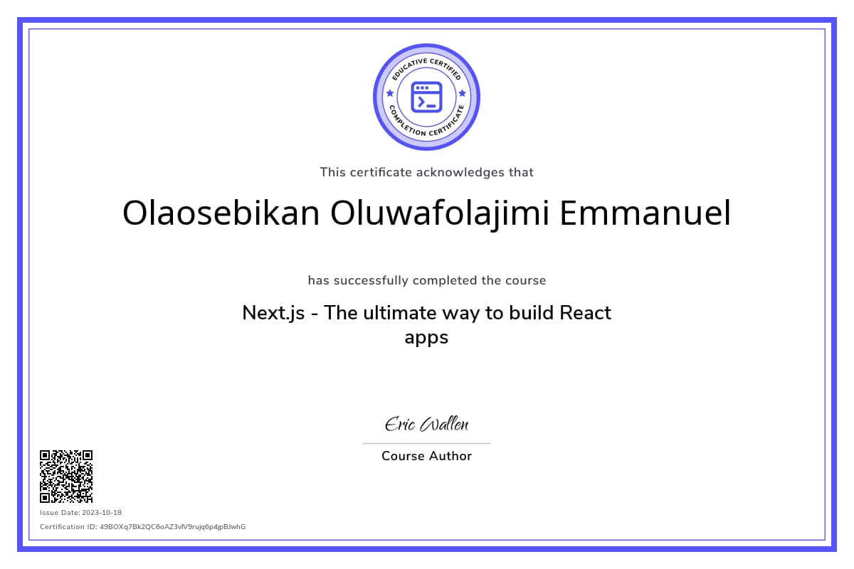 Course Certificate