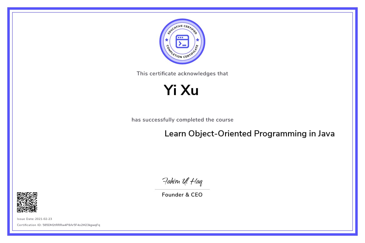 Personalized Path Certificate