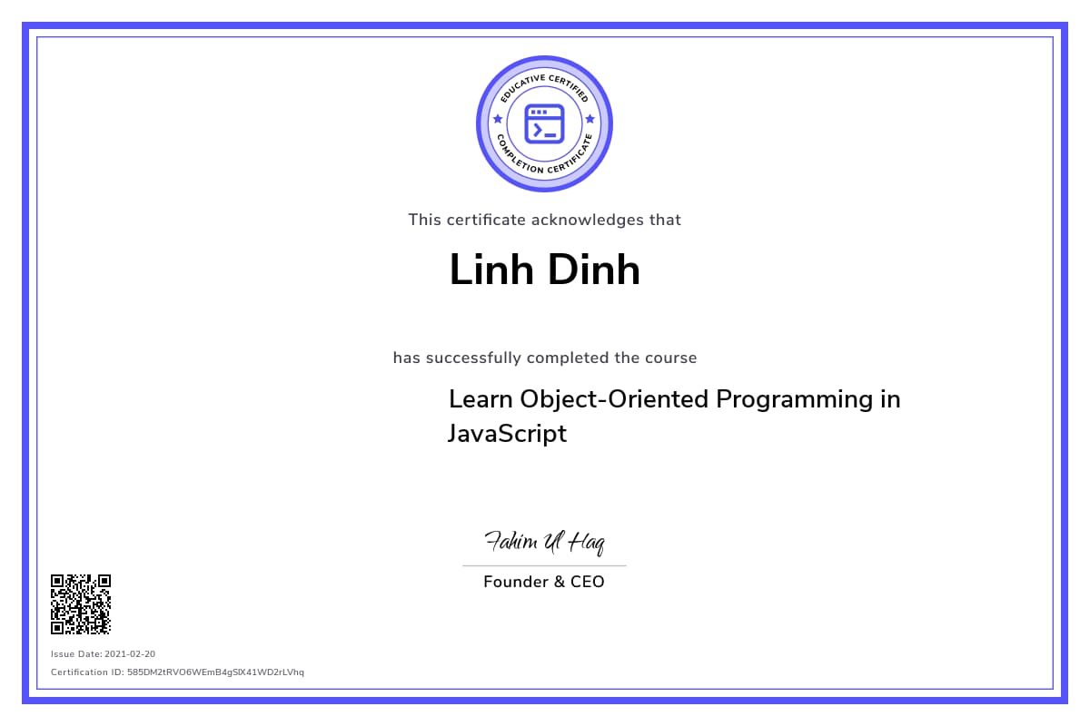 Personalized Path Certificate
