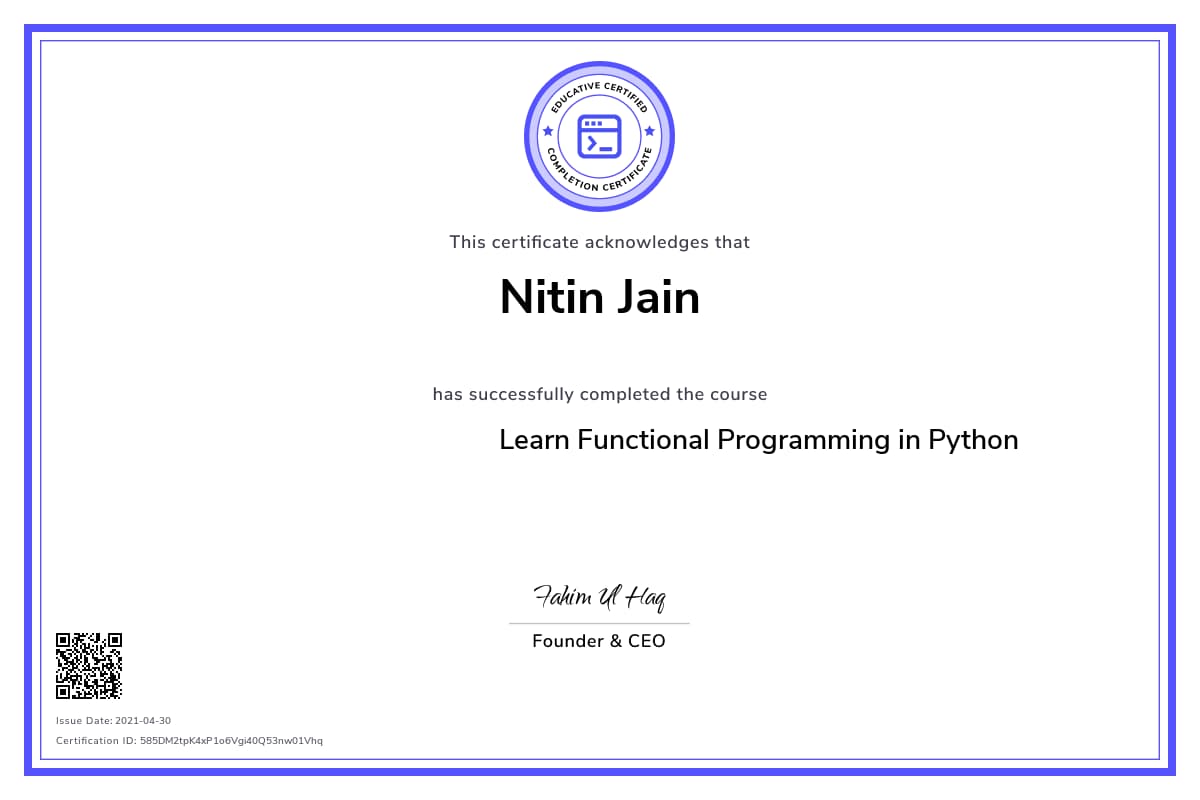Personalized Path Certificate