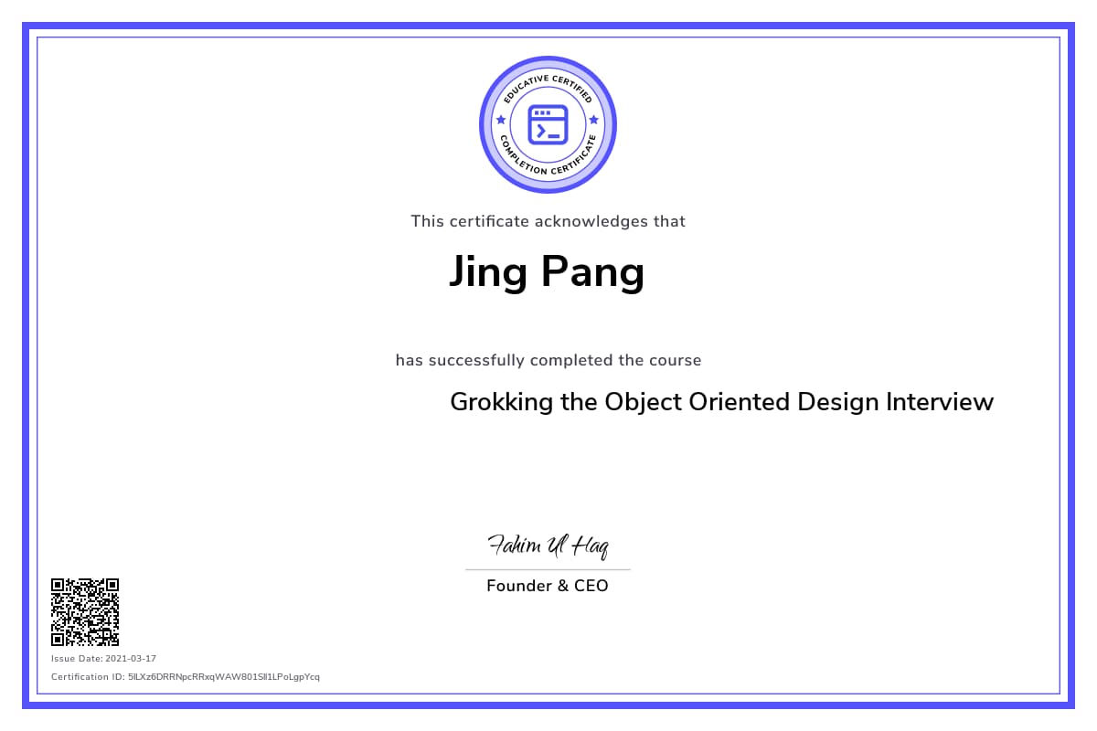 Personalized Path Certificate