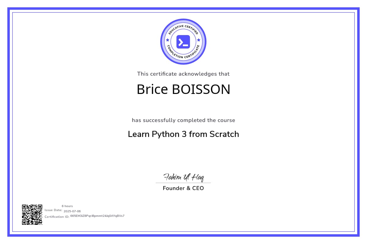 Course Certificate
