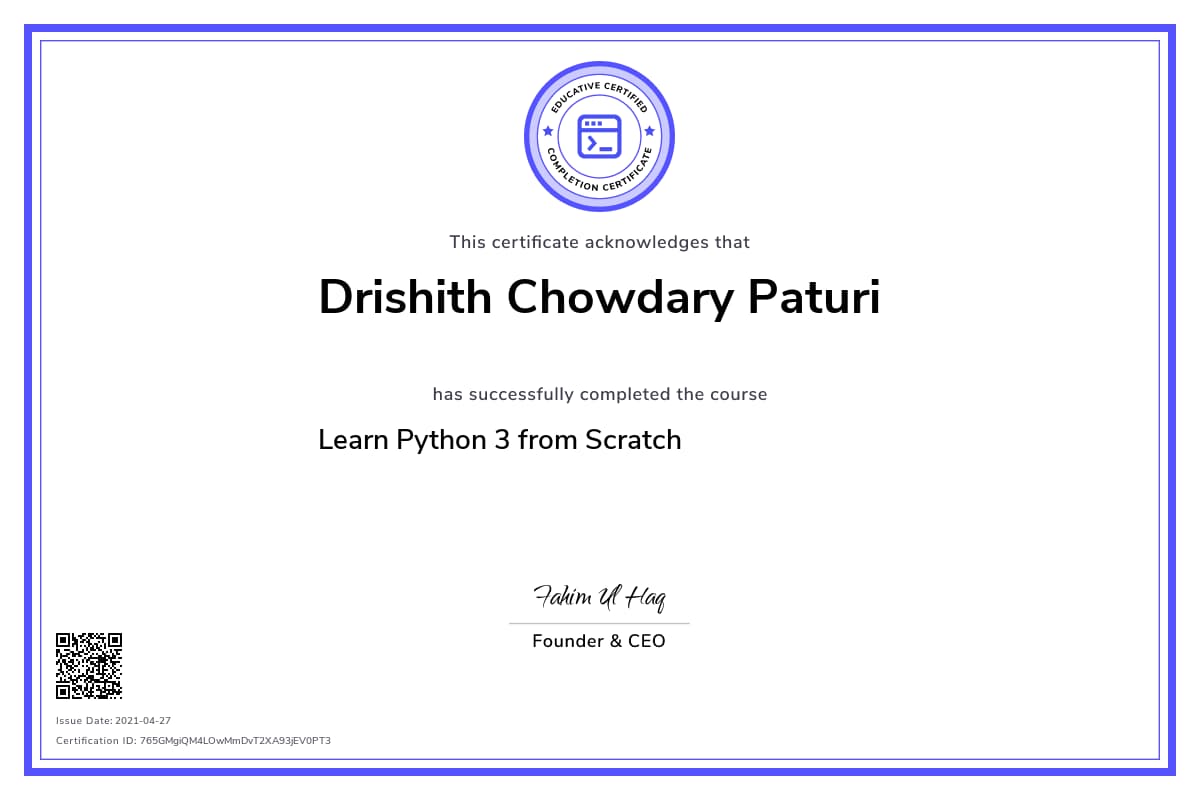 Personalized Path Certificate