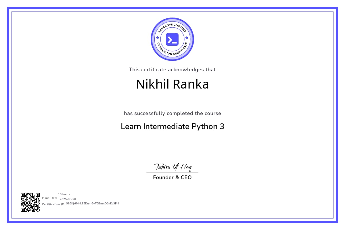 Course Certificate