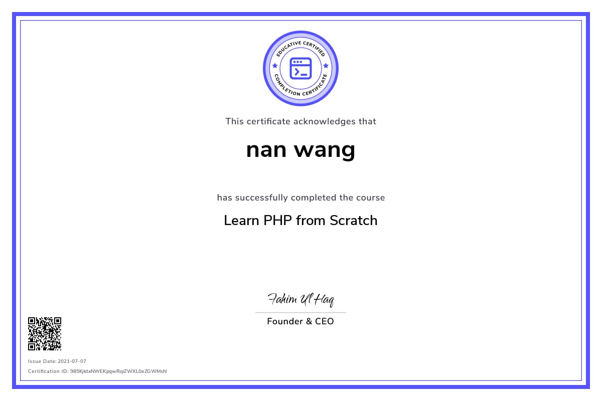 Personalized Path Certificate