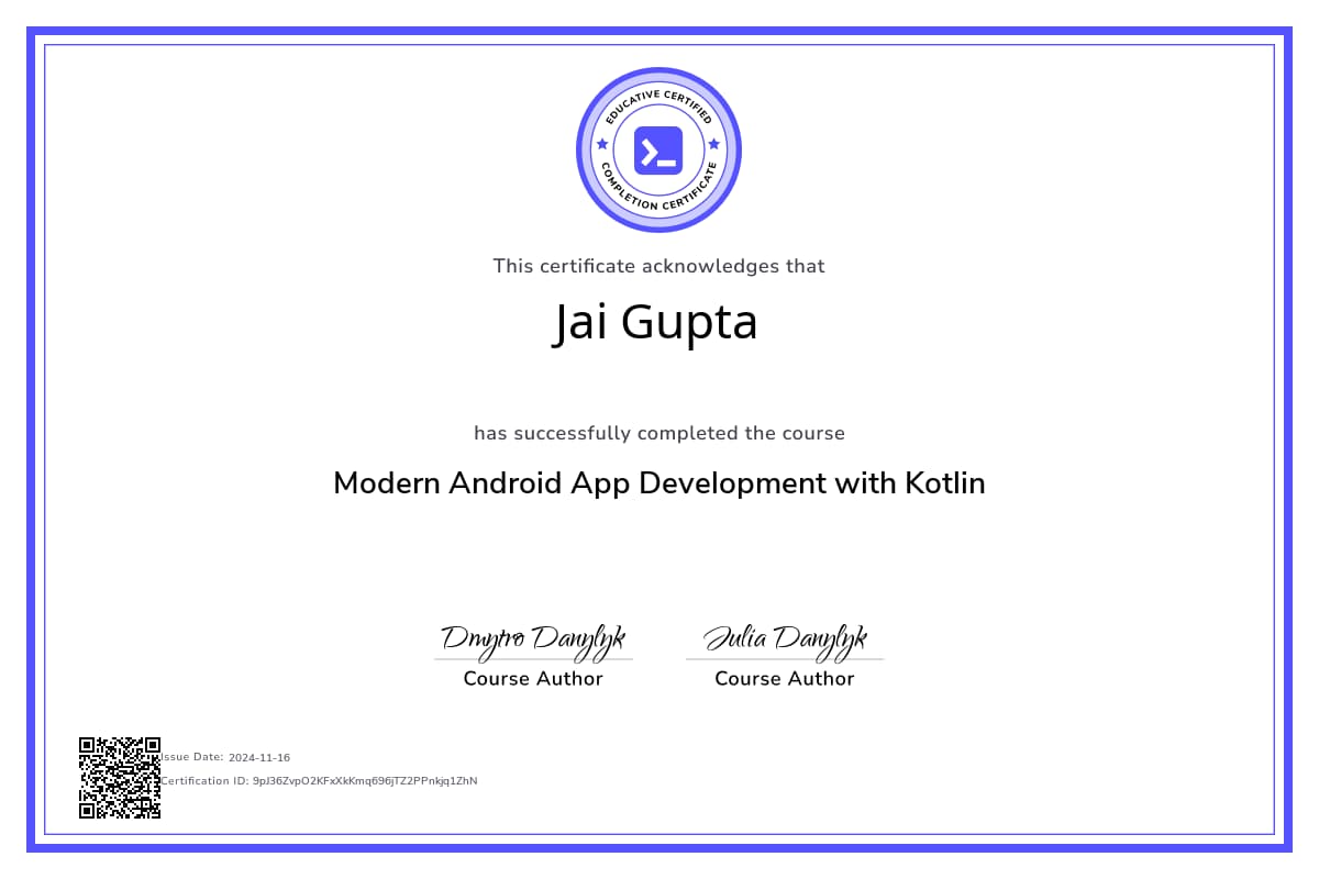 Course Certificate