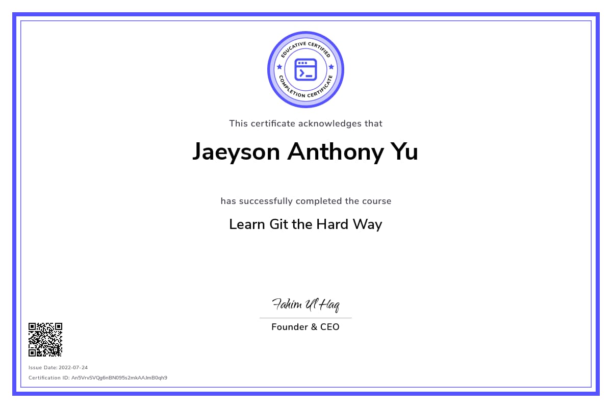Personalized Path Certificate