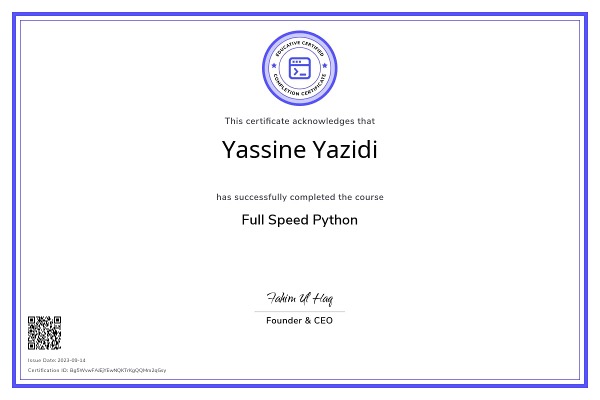 Course Certificate