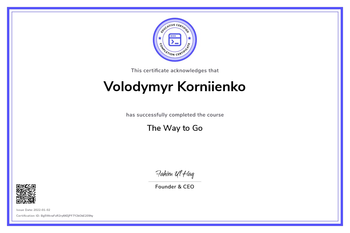 Personalized Path Certificate