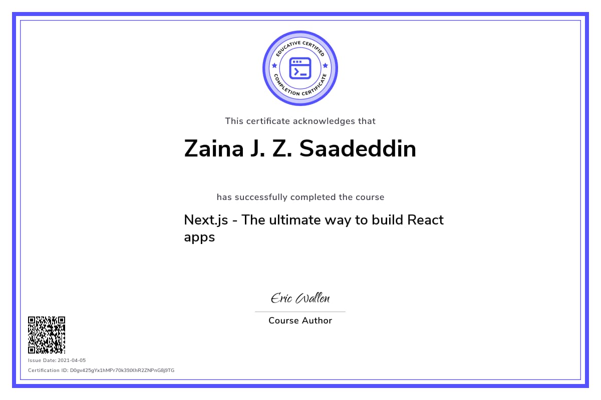 Personalized Path Certificate
