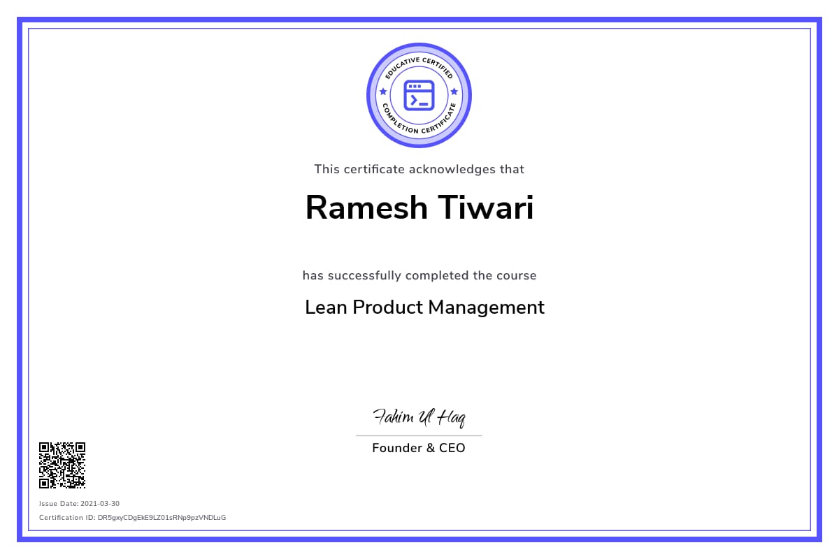 Personalized Path Certificate
