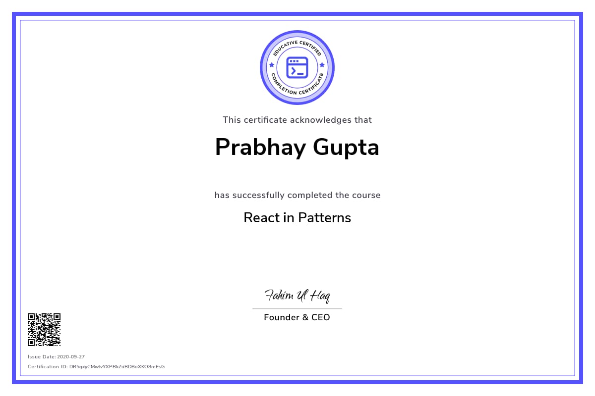 Personalized Path Certificate